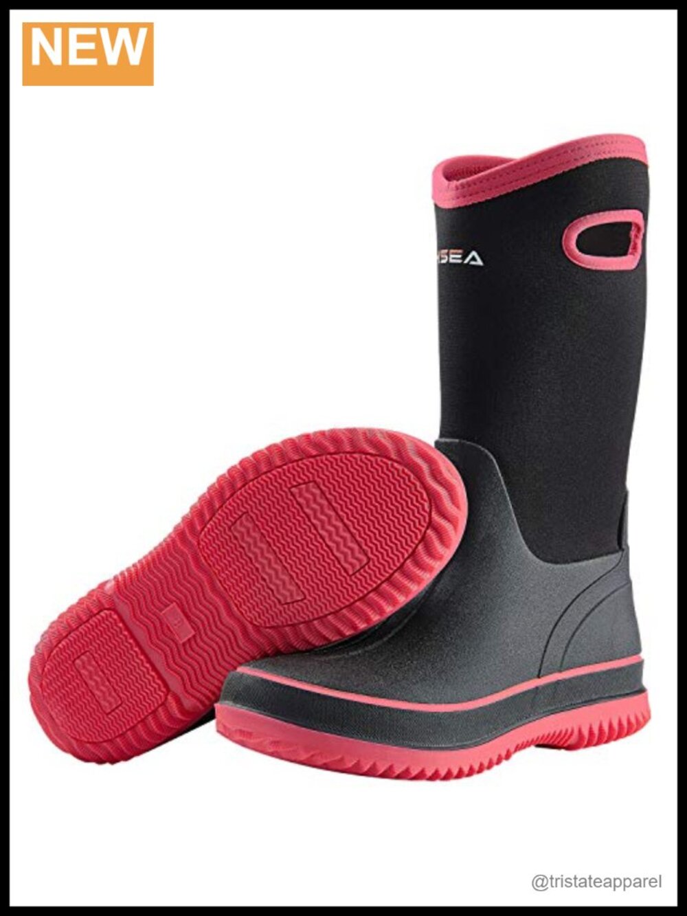 Waterproof Mid Calf Neoprene Rubber Mud Boots Non-Slip Pull-On